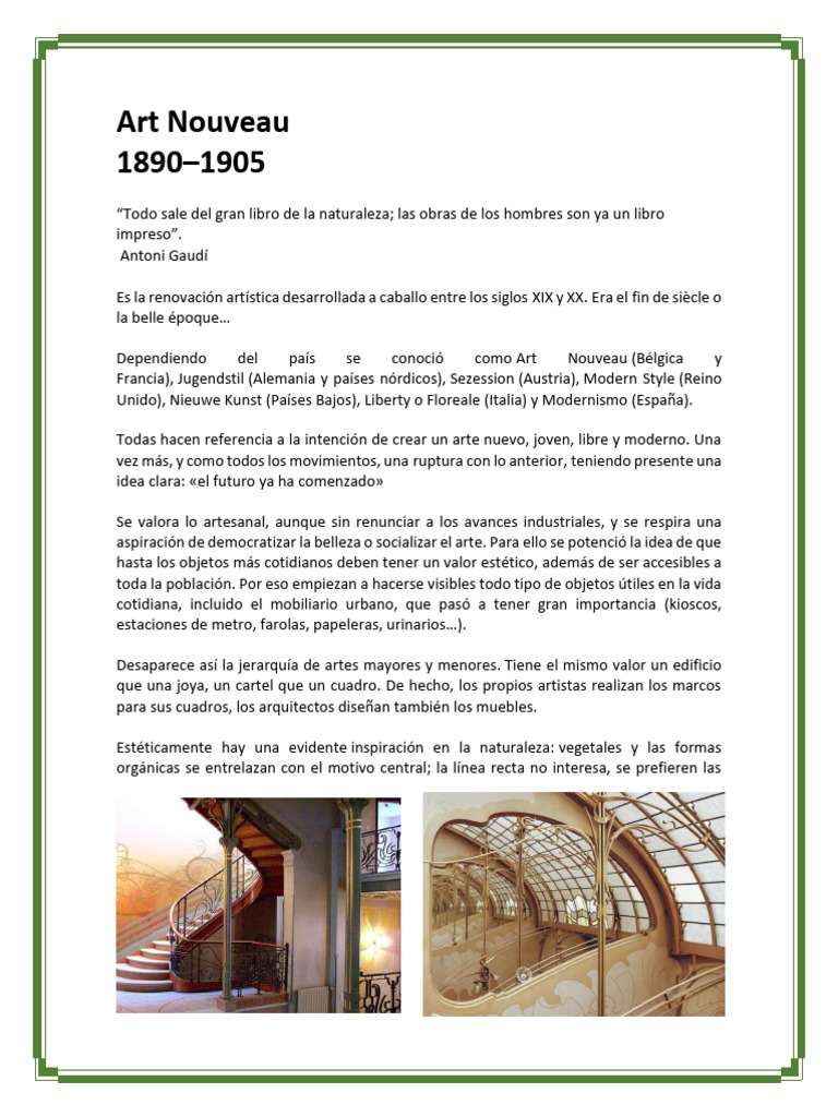 Art Nouveau: Estilo y Influencia | PDF | Art Nouveau | Estilo