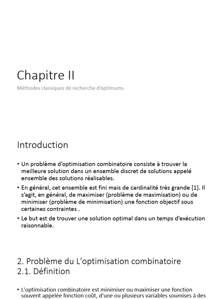 Chapitre 2 | PDF | Optimisation mathématique | Optimisation combinatoire