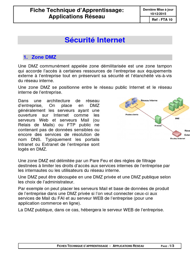 Sécurisation des Réseaux avec DMZ et Proxy | PDF | Serveur proxy | Mise ...