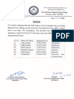 Debarred Students From 5th Sem End Term Examination 2023