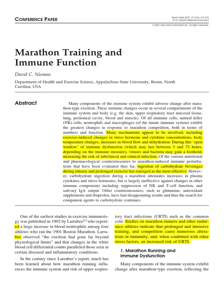 Marathon Training and Immune Changes | PDF | Immune System | Innate ...