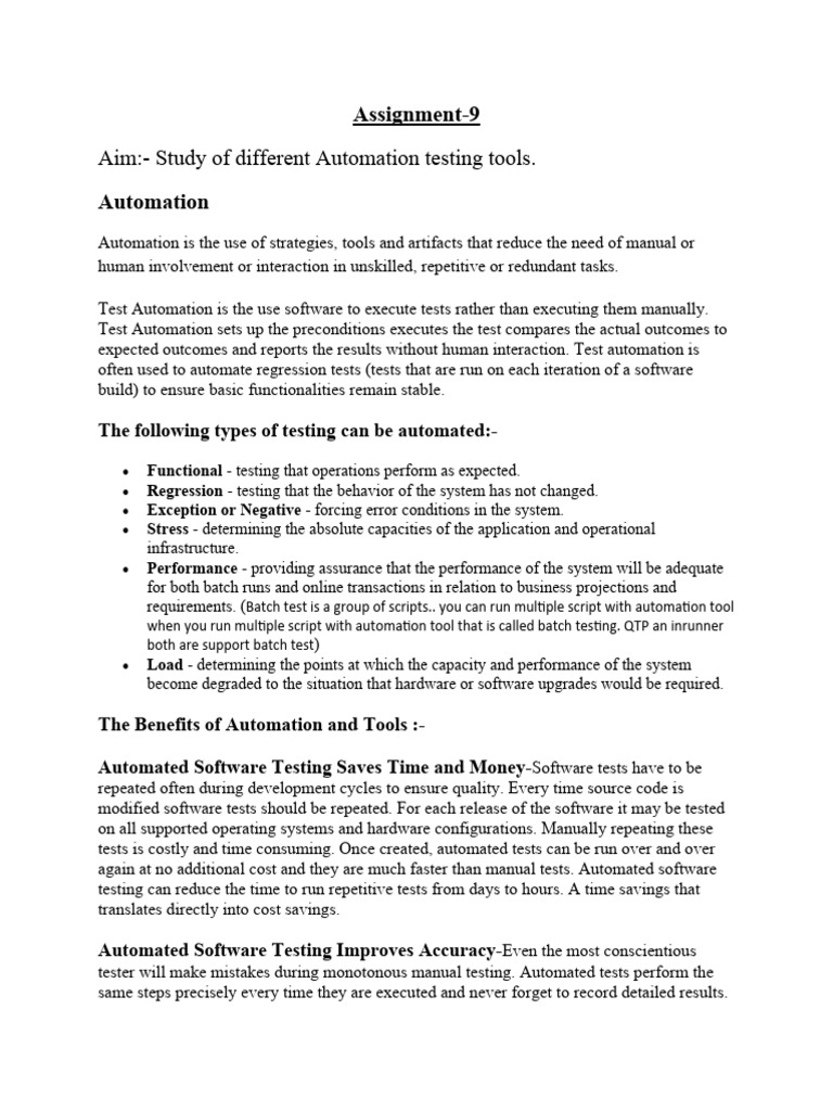 Automation Testing Tools Overview | PDF | Selenium (Software ...