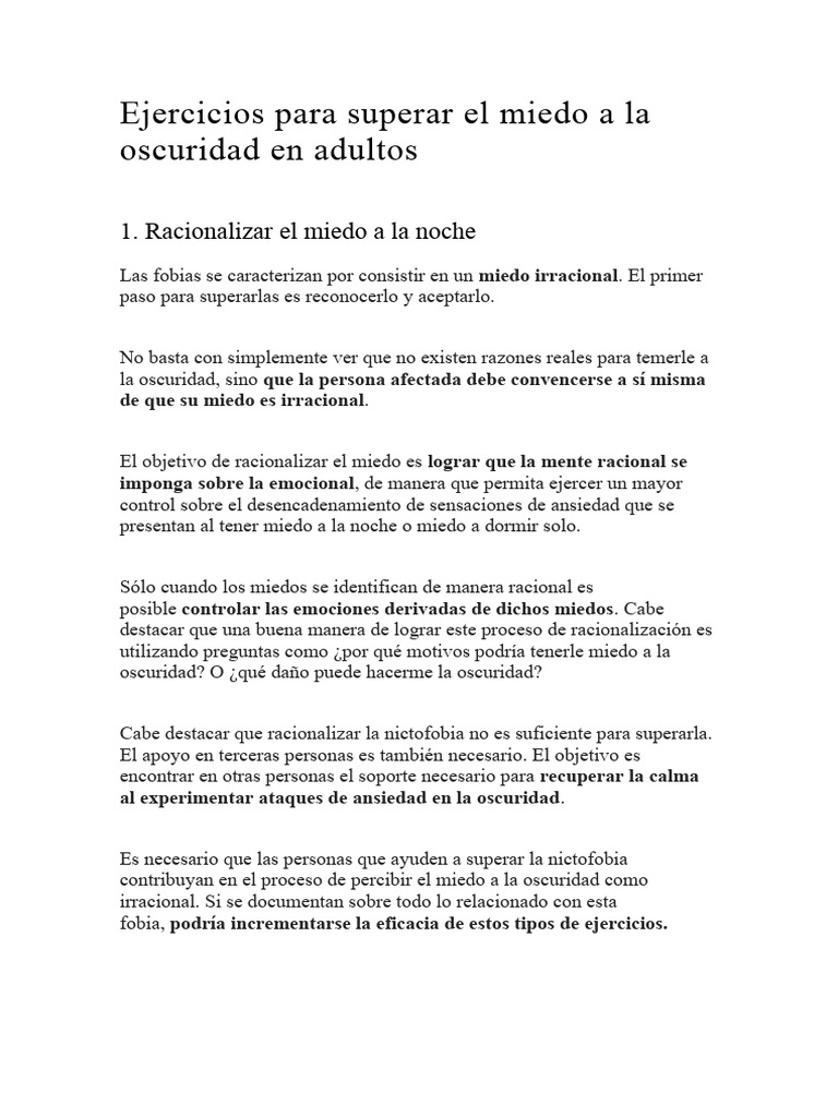 Superar el miedo a la oscuridad en adultos | PDF | Temor | Fobia