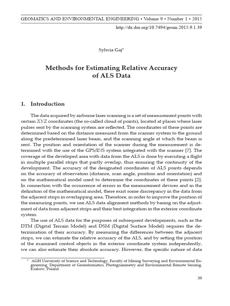 Estimating ALS Data Accuracy Methods | PDF | Lidar | Image Segmentation