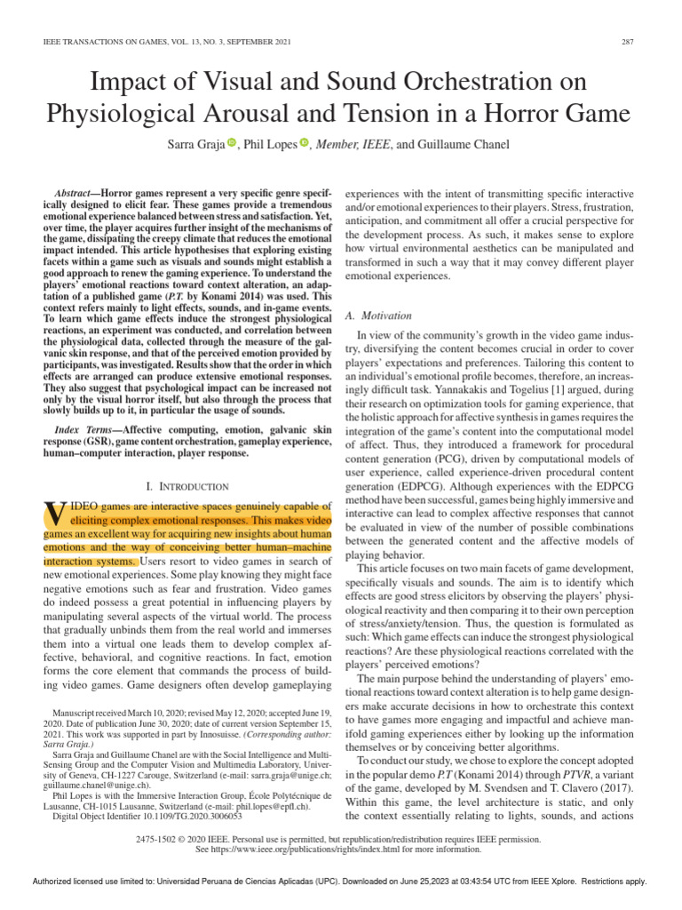 Fresh Look at Impact Of Visual And Sound Orchestration On Physiological Arousal And