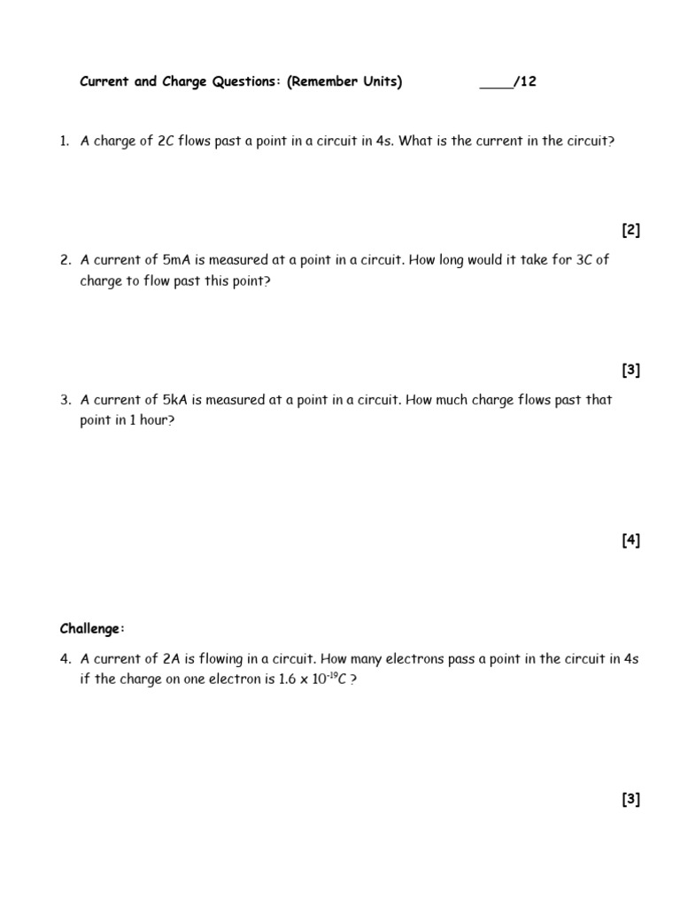 Current and Charge Calculation Problems | PDF