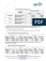 Frais de Scolarite 2021 2022