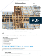 Checklist of Beam Reinforcement Before the Construction of Slab