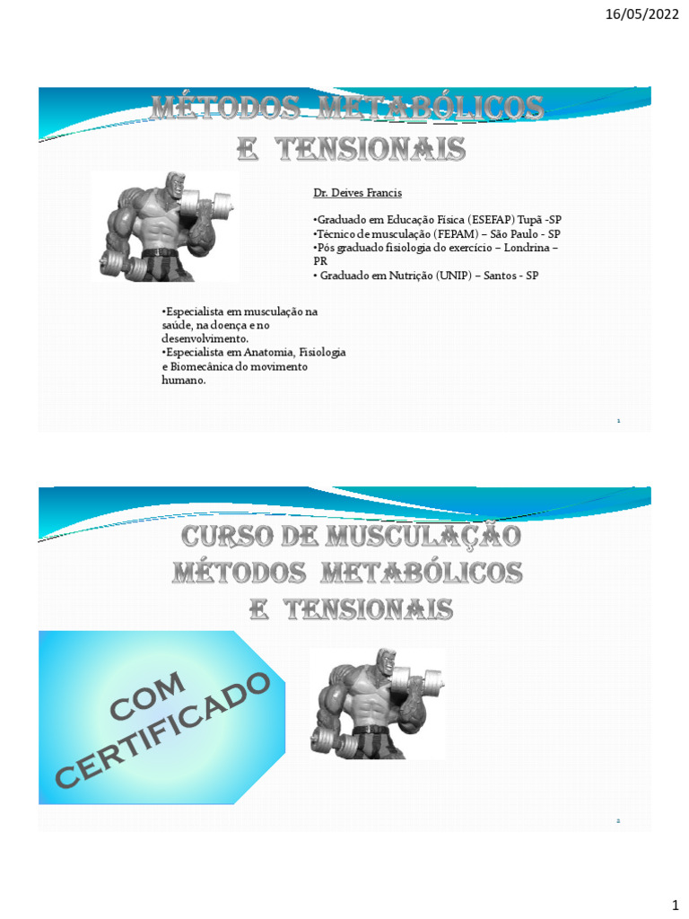 Apostila - Curso de Musculação Metabolico e Tensional | PDF | Músculo ...
