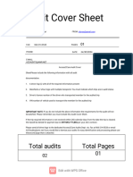 Audit Cover Sheet: Total Audits Total Pages