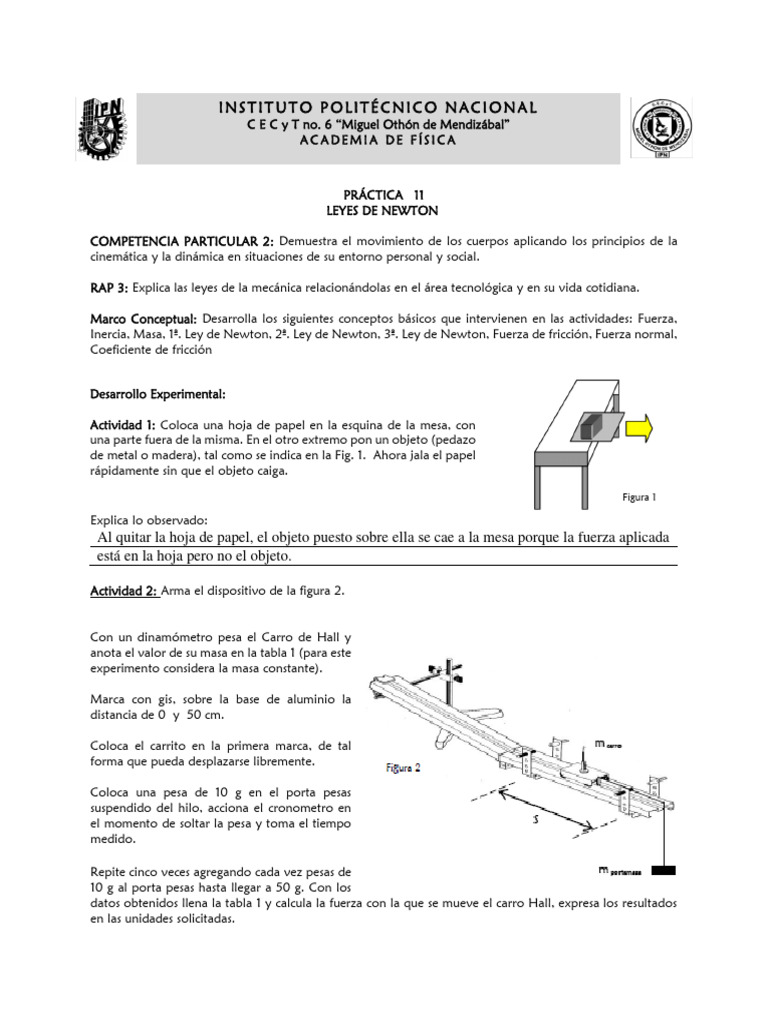 Dibujo de la Primera Ley de Newton | PDF | Fuerza | Las leyes del ...