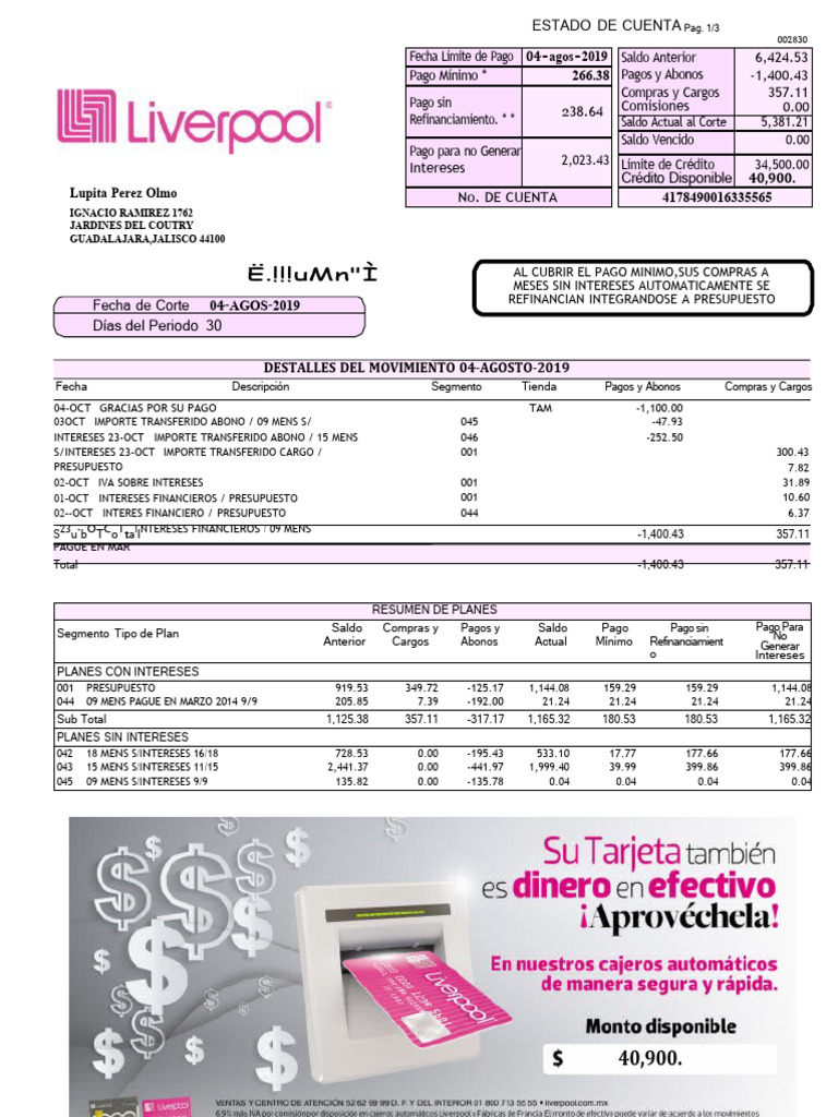 Importe Transferido en Liverpool | PDF | Economias