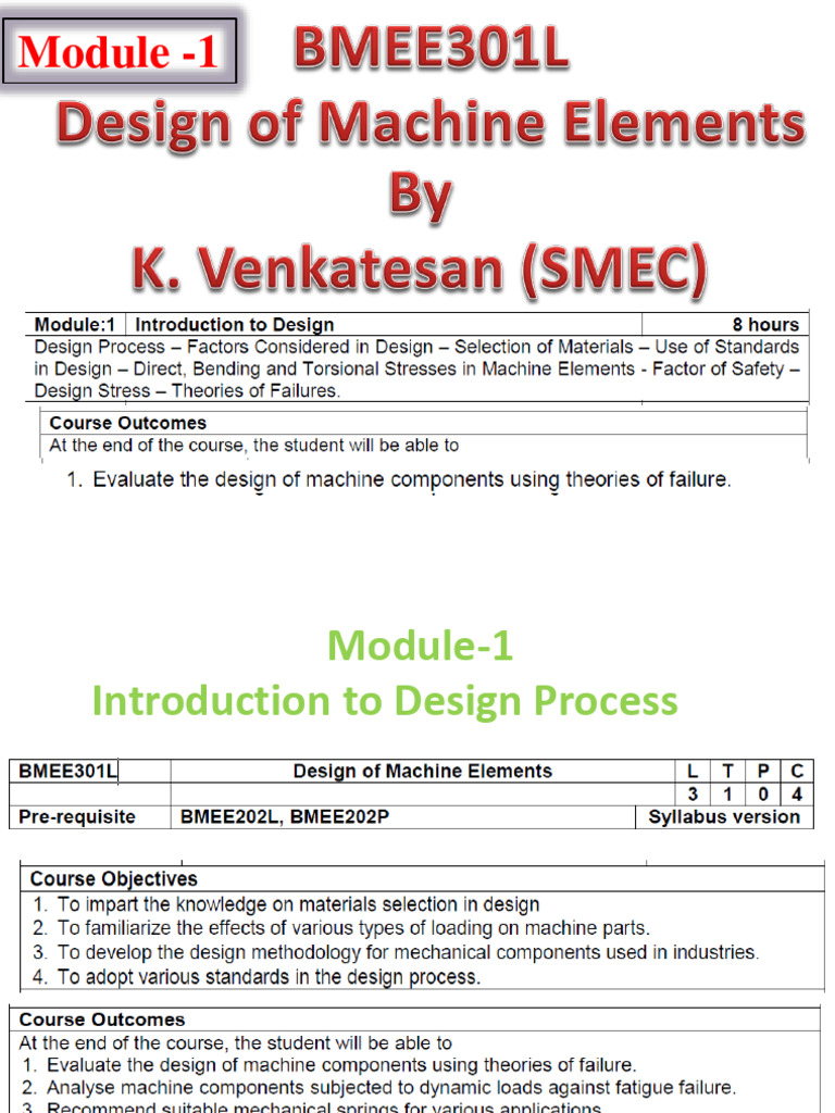 Introduction to Machine Design Process | PDF | Stress (Mechanics) | Bending