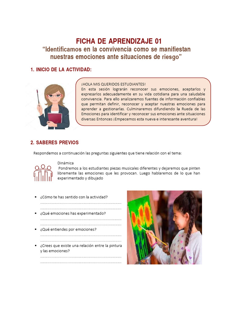 Ficha de Emociones para Segundo Grado | PDF | Las emociones | Aprendizaje