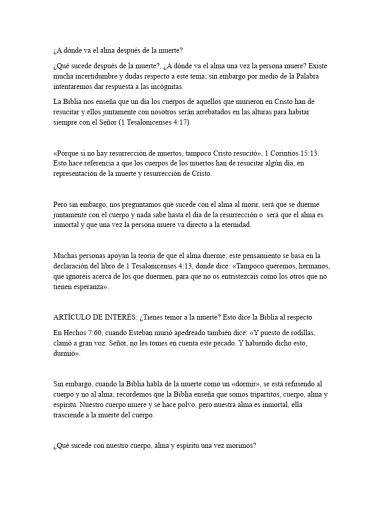 El destino del alma tras la muerte | PDF | Relaciones personales ...