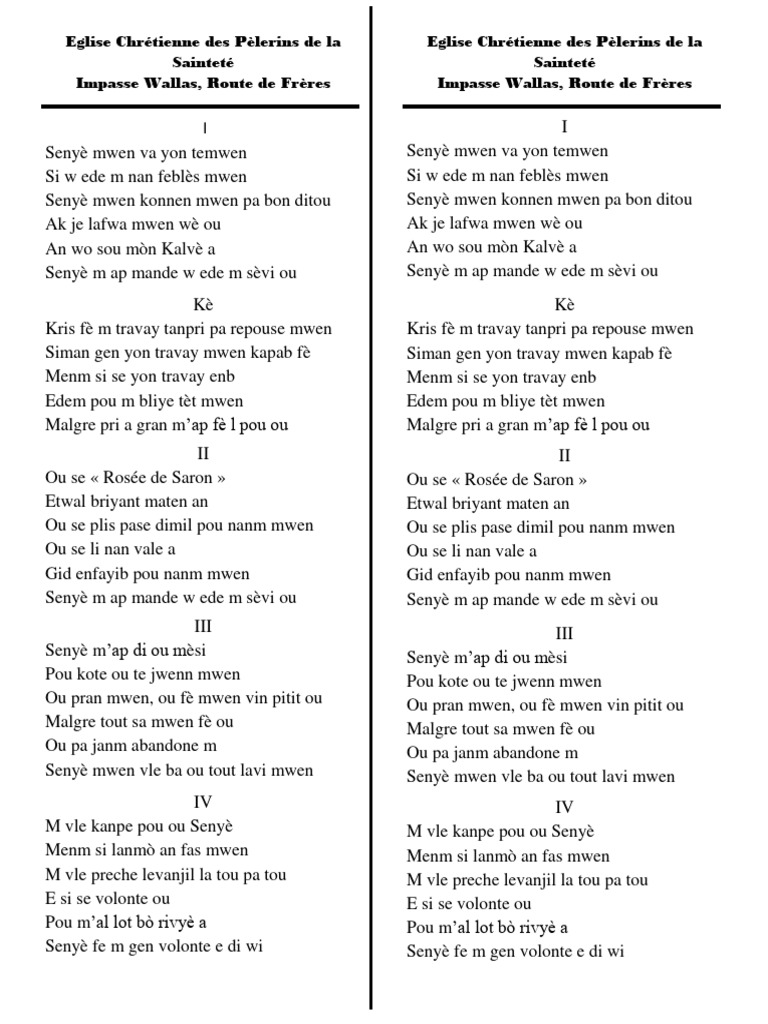 Senyè, mwen va yon temwen | PDF | Religion et spiritualité | Poésie
