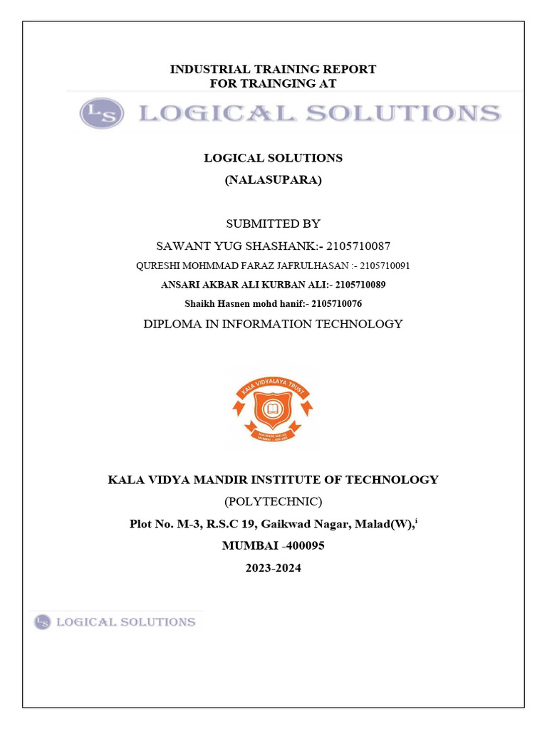 Industrial Training Report 2023-2024 | PDF | Support Vector Machine ...