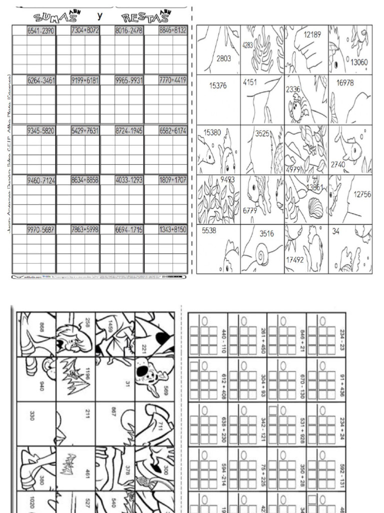 Actividades Sumas Y Restas Pdf
