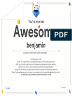 Google Interland Benjamin Certificate of Awesomeness