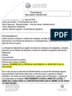 Proc. Reclamos - Recepcion