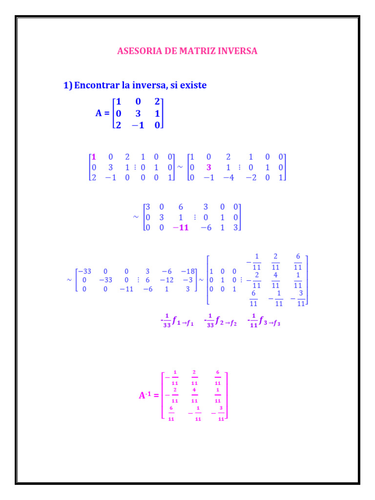 Asesoria de Matriz Inversa y Sistema de Ecuaciones | PDF