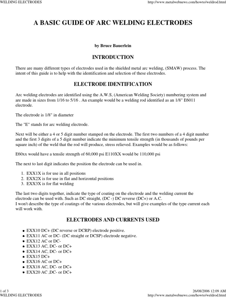 Welding Basic Guide For Arc Welding Electrodes WW PDF