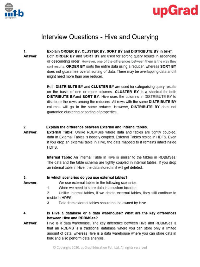 Interview Questions - Hive and Querying | PDF | Relational Database ...