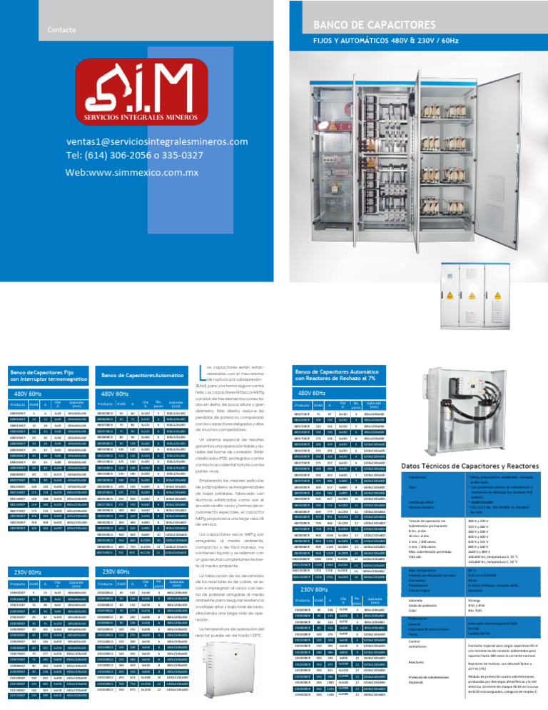 Capacitores y Reactores 480V 60Hz | PDF | Ciencia de los Materiales ...
