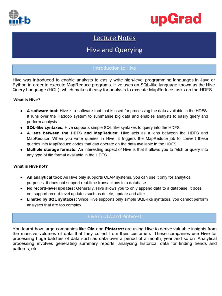 Overview of Hive Architecture and Use Cases | PDF | Apache Hadoop ...