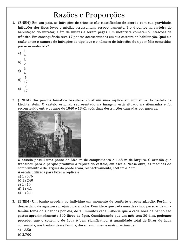Exercícios de Razão e Proporção ENEM | PDF | Agricultura | Caloria