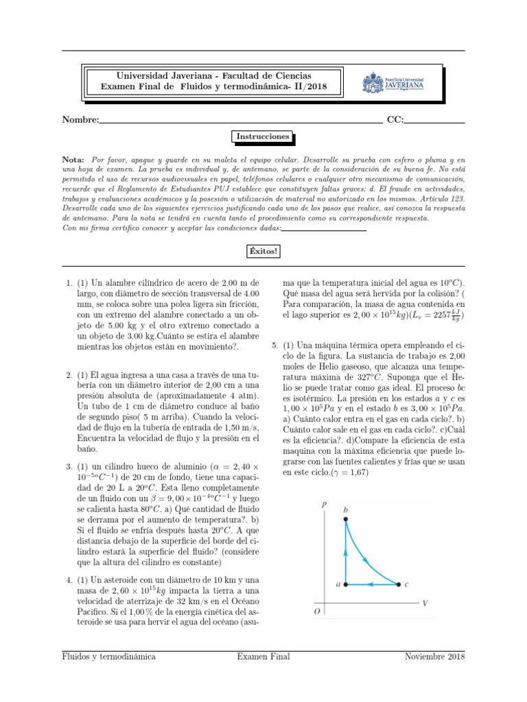 ExamenFinal 1830 | PDF | Gases | Fases de la materia