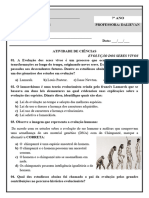 Atividade 9 Ano Evolução | PDF | Evolução | Fóssil