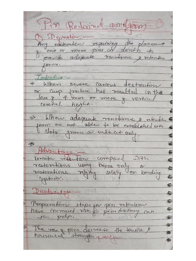 Pin Retained Amalgam Restoration PDF