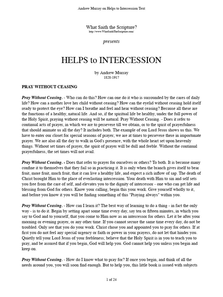 Helps for Effective Intercession | PDF | Prayer | Intercession