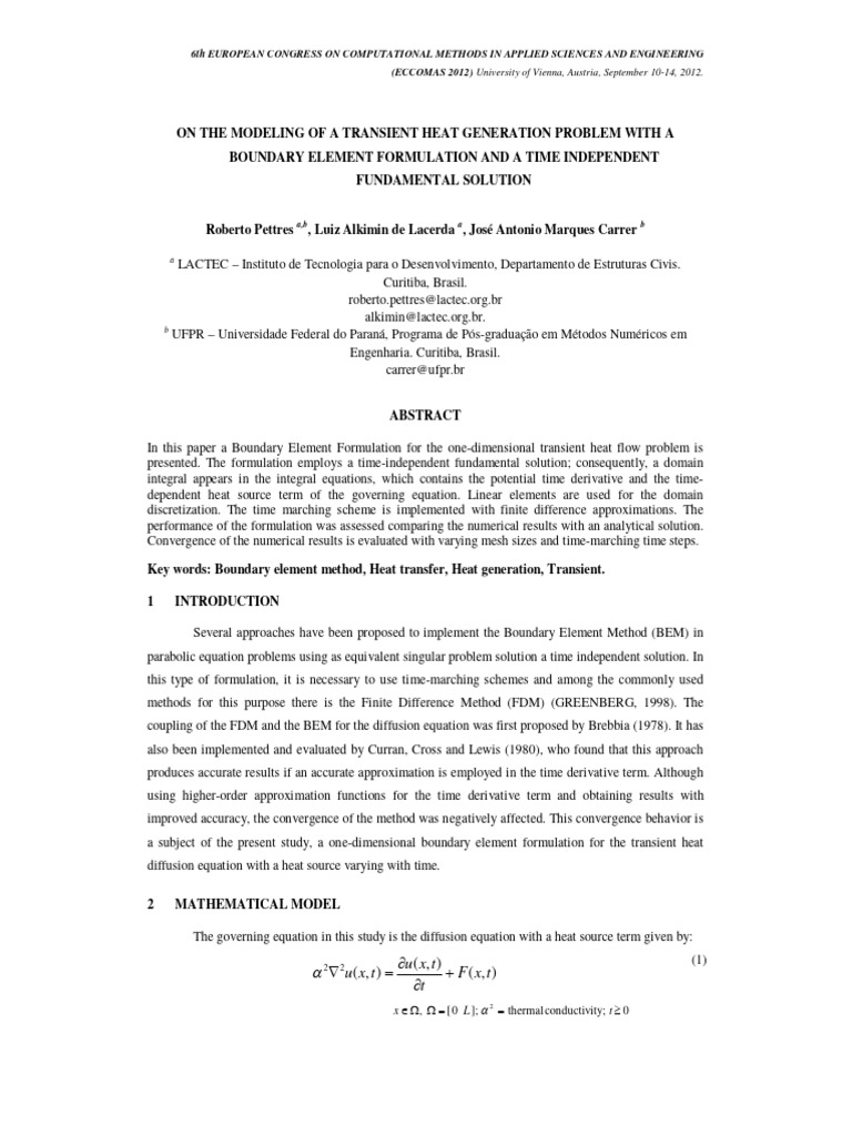Boundary Element Method for Heat Transfer | PDF | Boundary Element ...