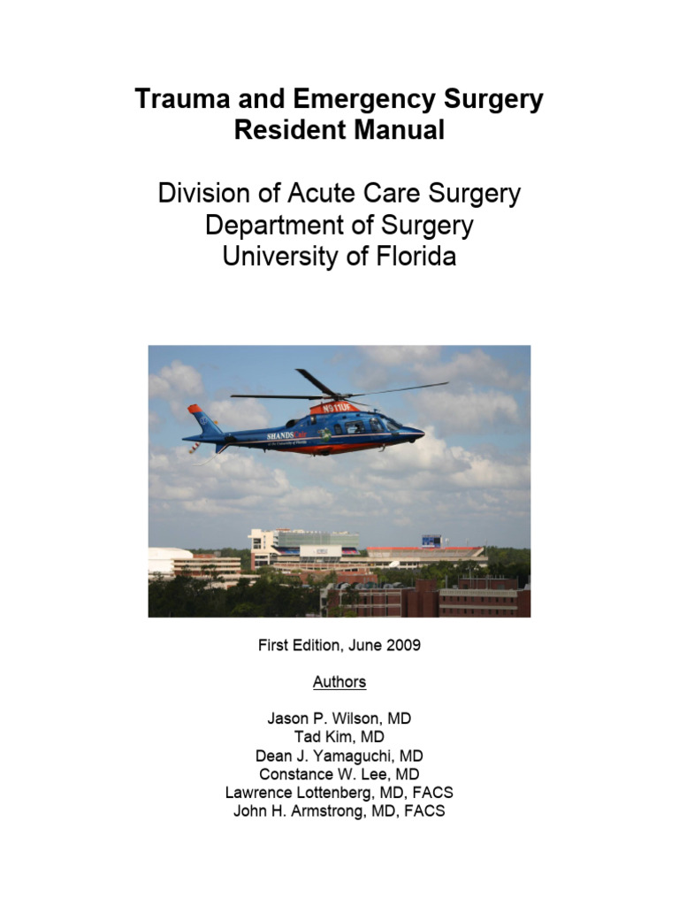 Trauma Surgery Resident Manual | PDF | Surgery | Major Trauma