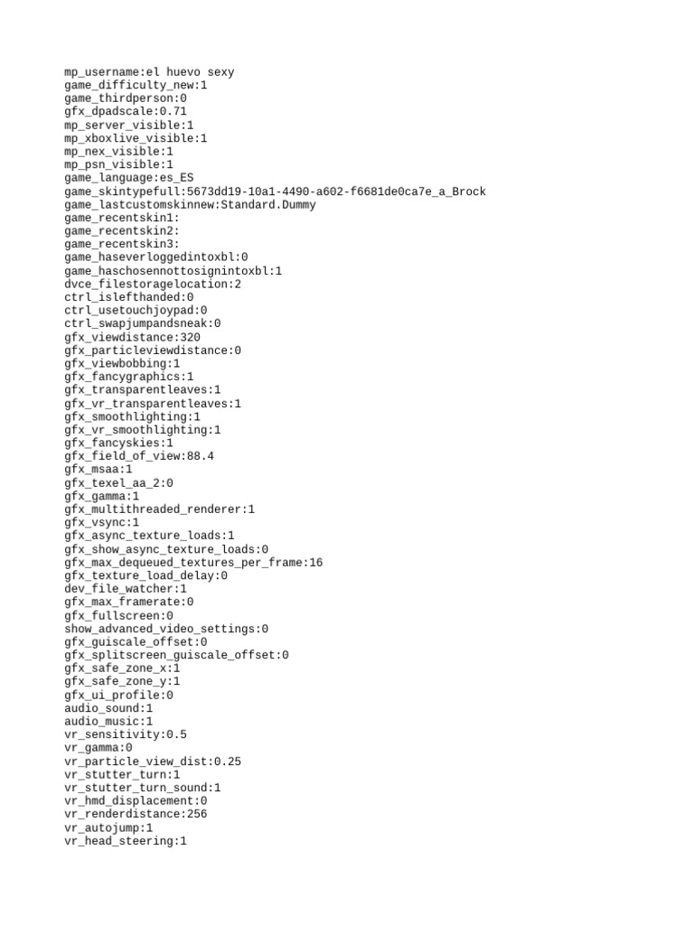 Minecraft Game Settings Configuration | PDF