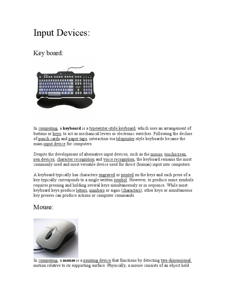 Input and Output Devices for Computing: Keyboards, Mice, Joysticks ...