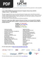 Download CALL FOR PAPERS International Journal of Computer Science Issues IJCSI - Volume 9 Issue 3 - May 2012 Issue by IJCSI Editor SN72998642 doc pdf