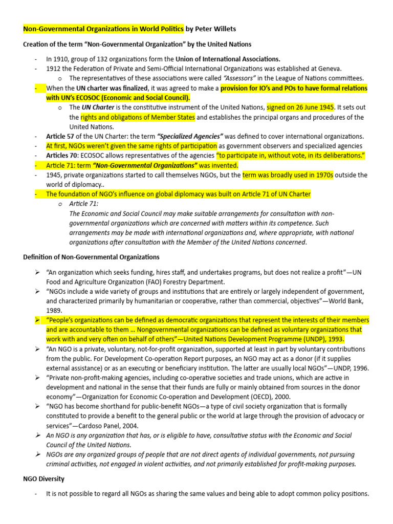 Understanding NGOs in Global Politics | PDF | Non Governmental ...
