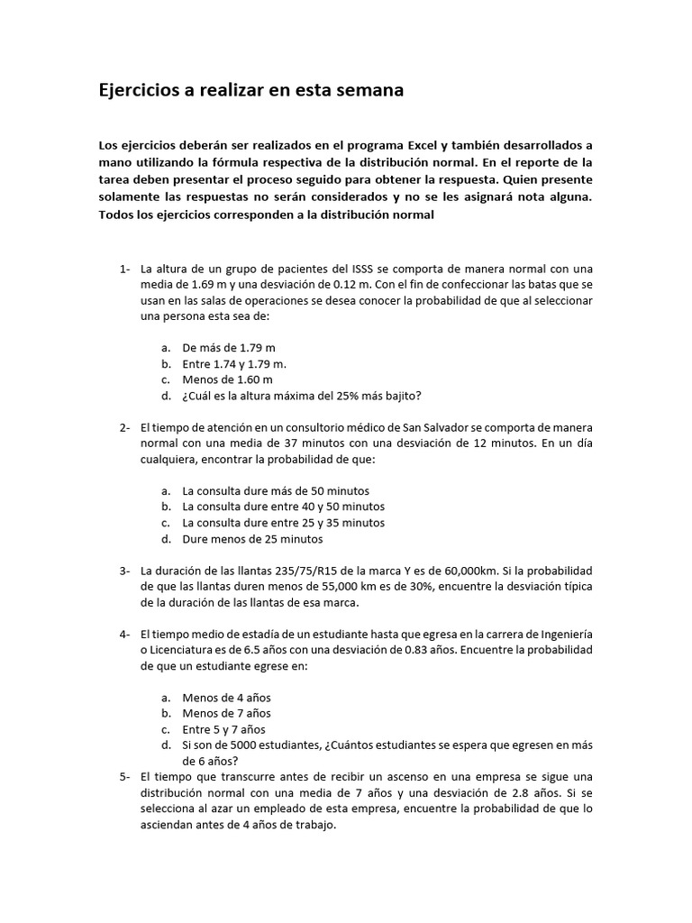 Ejercicios A Realizar en Esta Semana | PDF | Crecimiento personal y ...