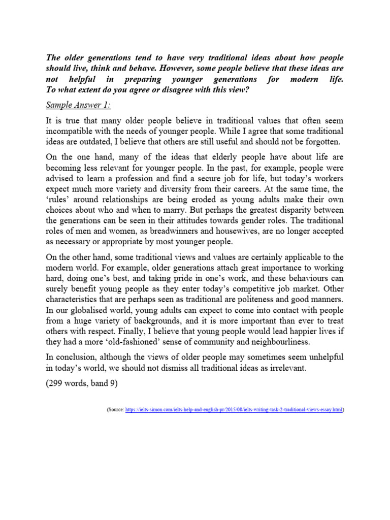 Balancing Tradition and Modern Values | PDF | Gender Role | Old Age