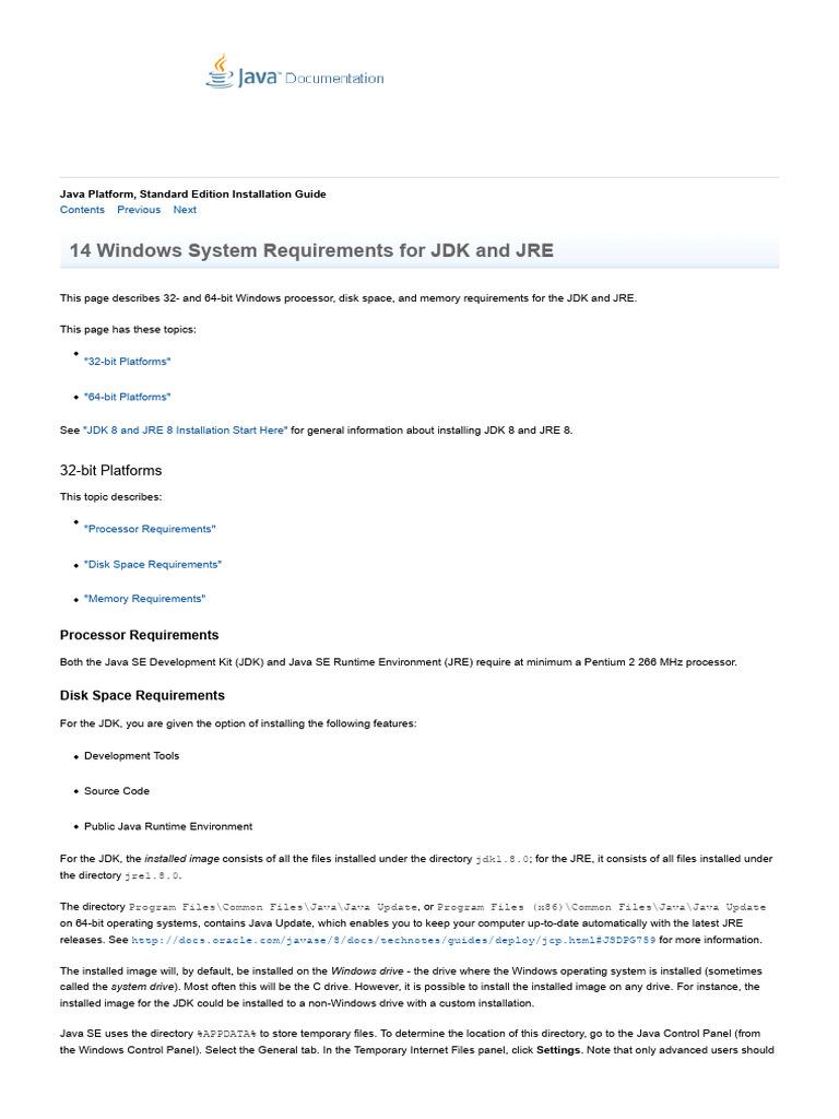 Windows System Requirements For JDK and JRE | PDF | Java (Software ...