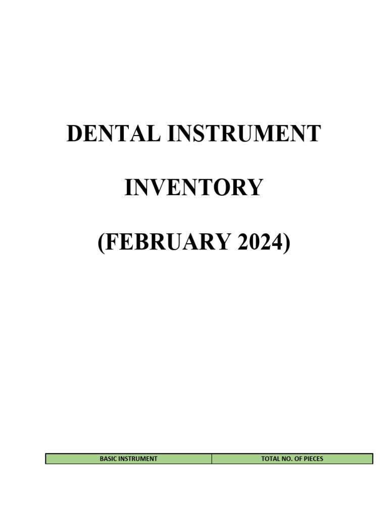 February 2024 Dental Instrument Inventory | PDF | Tooth | Mouth