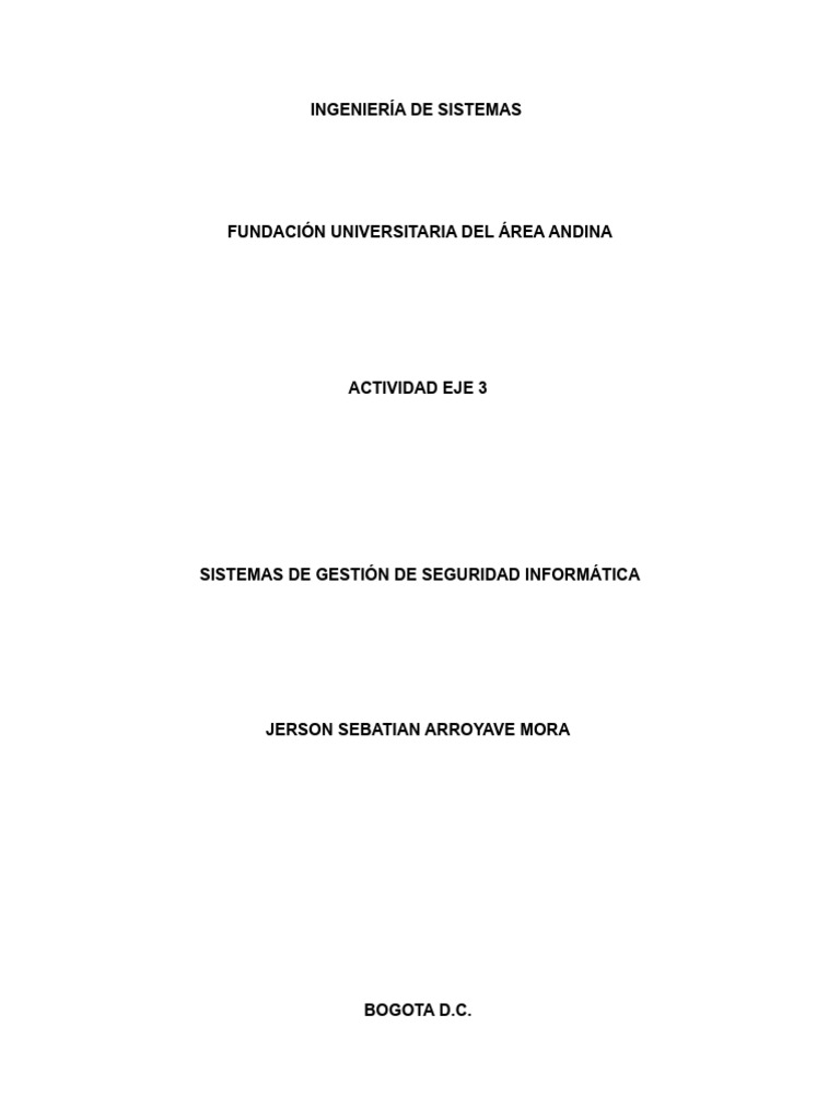 Sistemas de Gestión de Seguridad Informática Act Eje 3 | PDF ...