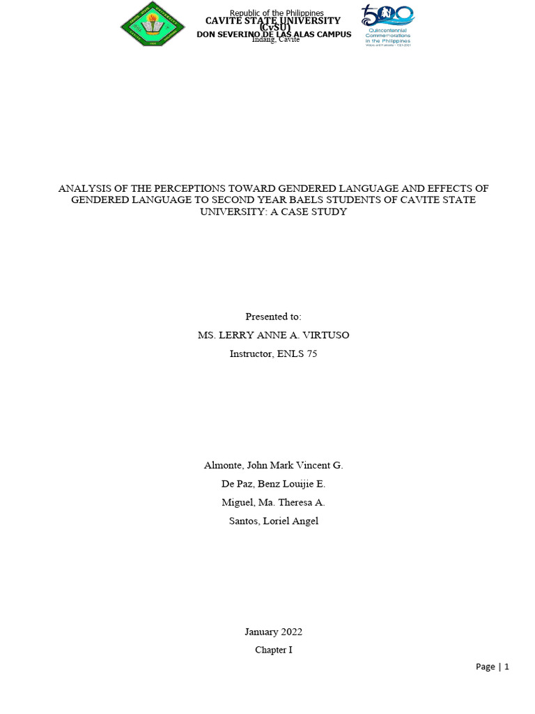 Gendered Language Perceptions in Students | PDF | Grammatical Gender ...