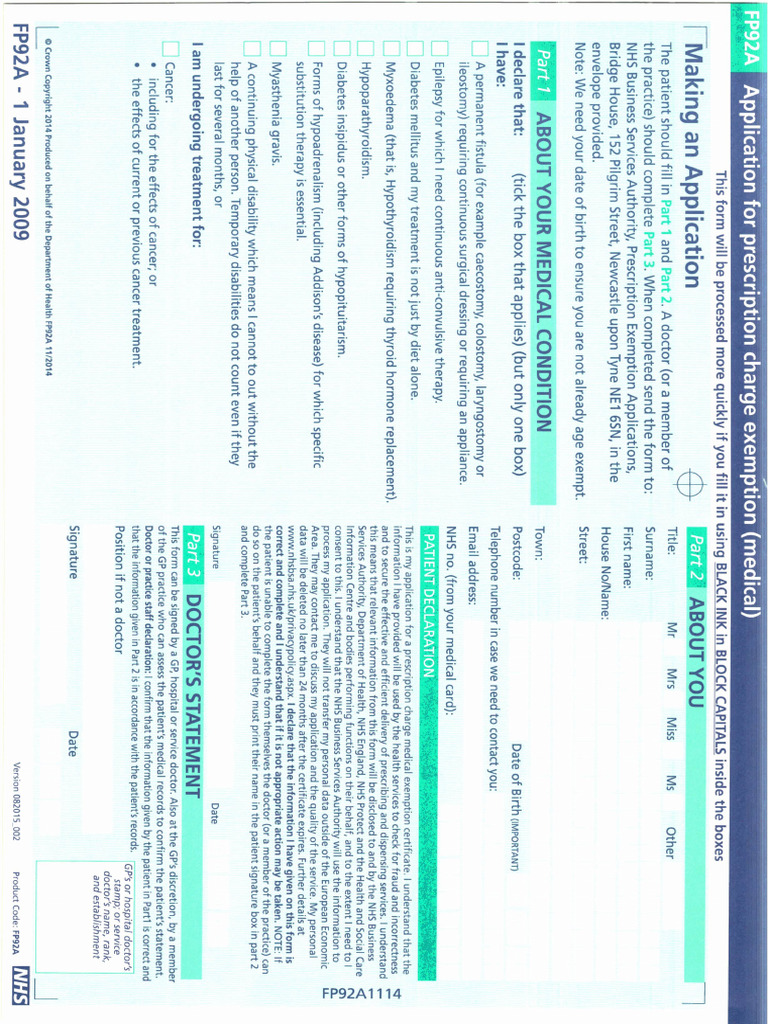 prescritpion charge form | pdf
