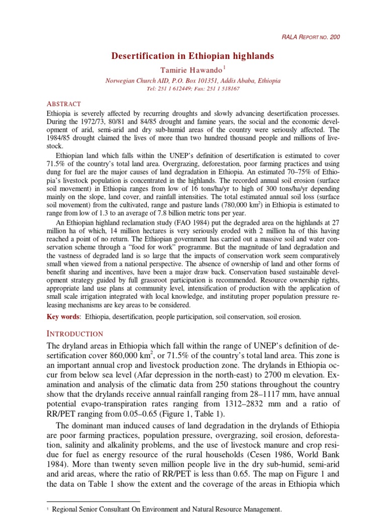 Desertification in Ethiopian Highlands | PDF | Agriculture | Erosion