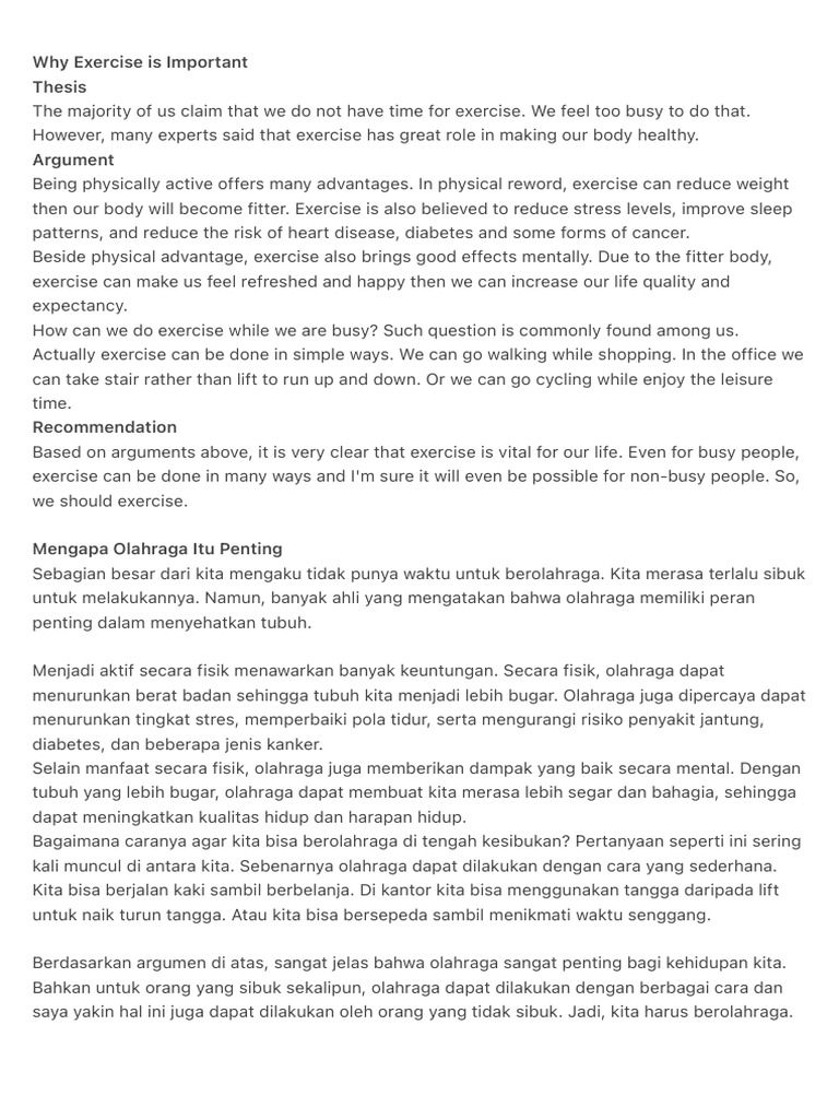 Pentingnya Olahraga untuk Kesehatan | PDF | Gaya Hidup