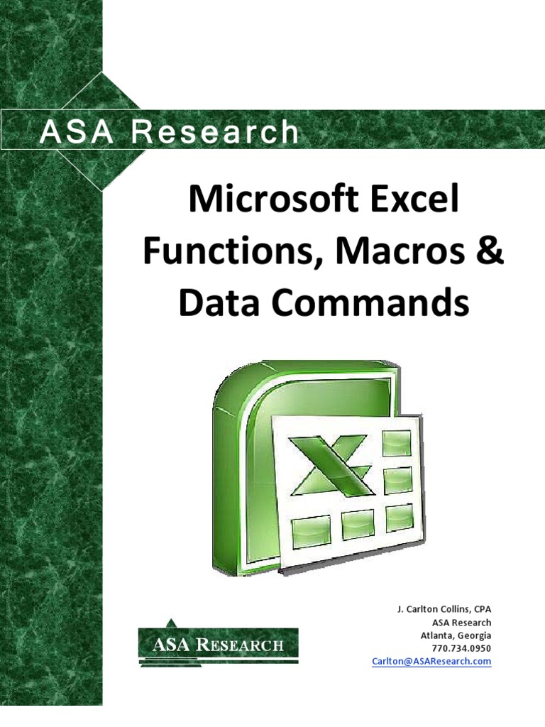 2010 Excel Functions Macros and Data Commands Manual As of March 2010 ...